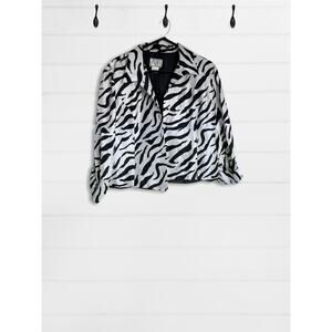 Vintage Women’s Zebra Striped Silk Blazer | Size L